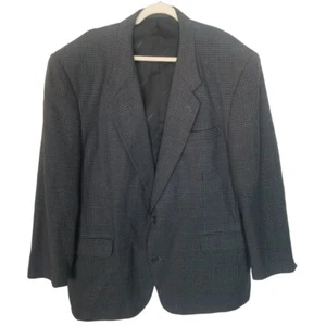 Pierre Balmain Mens 48R Blue Houndstooth Silk Wool Blend 2-Button Blazer Pockets - Picture 1 of 9