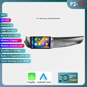 Per Alfa Romeo Giulietta 2010-2014 9" Android 13 Autoradio GPS BT CarPlay 2+32GB - Foto 1 di 23