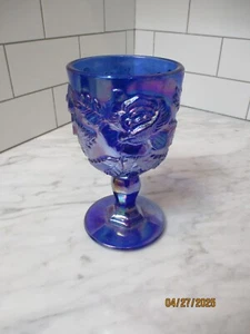 Madonna Inn Kobalt irisierend Karneval Glas großer Wein Wasser Kelch CA Hotel - Bild 1 von 5