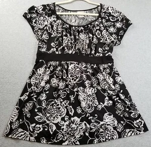 Top túnica MOTHERHOOD MATERNITY para mujer extra grande XL negro blanco floral elástico - Imagen 1 de 10
