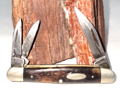 CASE XX USA 6308 2 puntos 3 hojas 3 1/4" mango de hueso jigged c1978 Foto 1 de 4