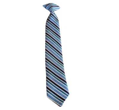 Unbranded Light Blue, Navy & White Stripes Neck Tie 15" Long x 2.5" Boys - Image 1 of 4