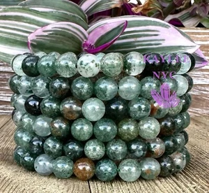 Wholesale 6 Pcs Natural Garden Quartz Lodalite 8mm 7.5” Crystal Stretch Bracelet - Picture 1 of 5