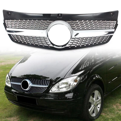 Parrilla delantera plateada para Mercedes-Benz Clase V Viano W639 2011-2014 Foto 1 de 4