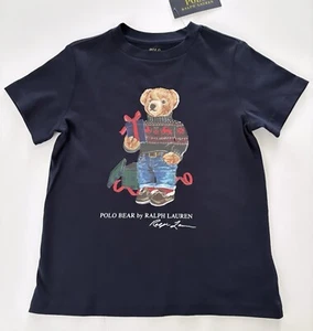 NWT, Boys POLO RALPH LAUREN Navy Short Sleeved Polo Bear T-Shirt. Size 6 - Picture 1 of 1