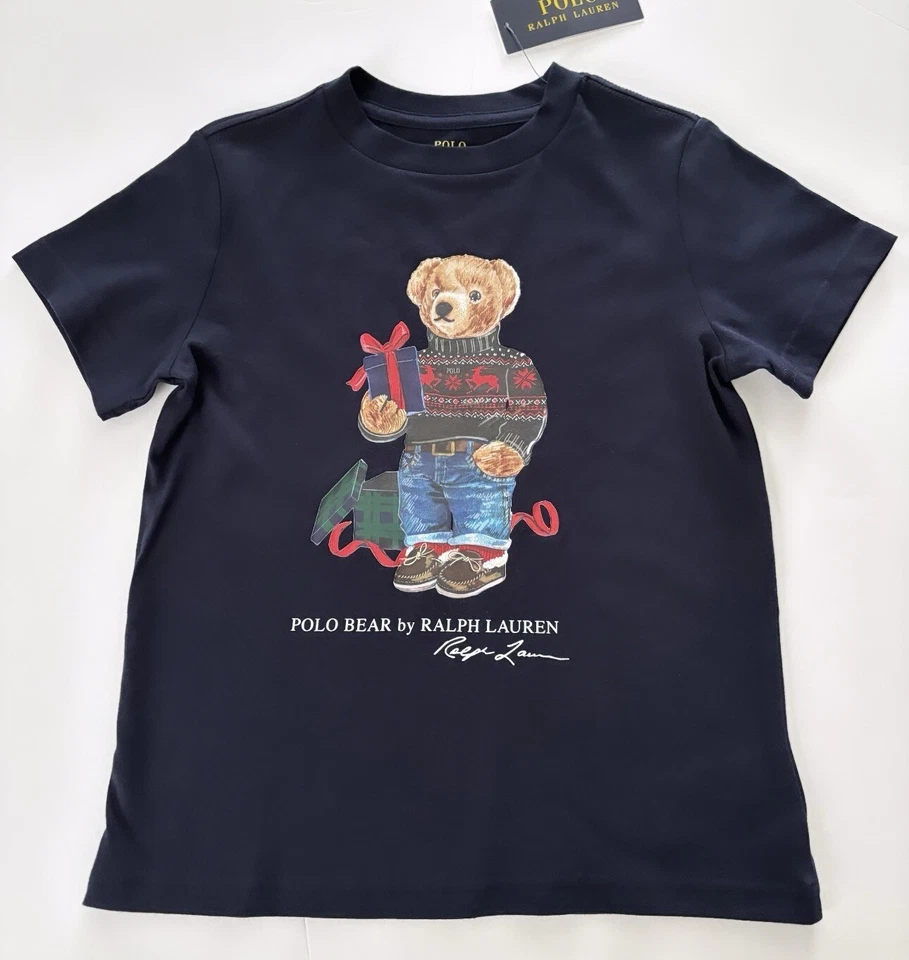 NWT, Boys POLO RALPH LAUREN Navy Polo Bear T-Shirt. Size S(8). European 134/140 - Image 1 of 1