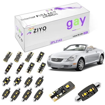 Kit de luces domo interiores LED blancas de lujo de 12 luces para Lexus SC430 2001-2010 Foto 1 de 4