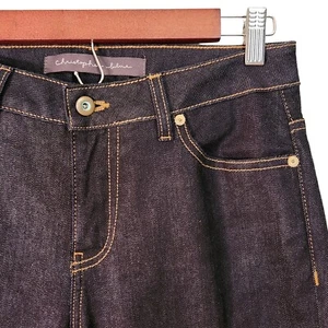 Christopher Blue Jeans Womens Size 6 Dark Blue Denim Tapered Embroidered Pockets - Picture 1 of 16