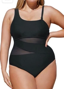 CUPSHE Women's Plus Size Swimsuit One Piece Mesh Tummy Control Swimming 2XL - Picture 1 of 7
