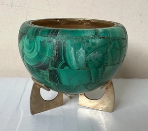 19th c. Russian Malachite and Silver Salt - Picture 1 of 6