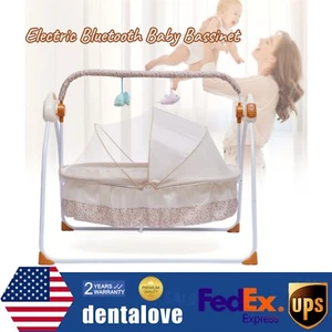 Cuna eléctrica Bluetooth para bebé con soporte giratorio automático con USB para dormir infantil - Imagen 1 de 24