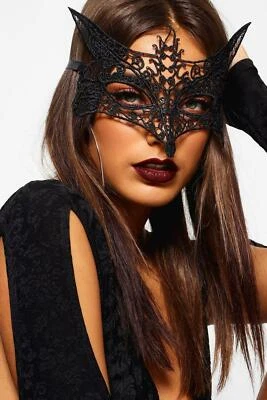 Ladies Eye Mask Foxy Venetian Masquerade Halloween Party Lace Fancy Dress New - Image 1 of 4
