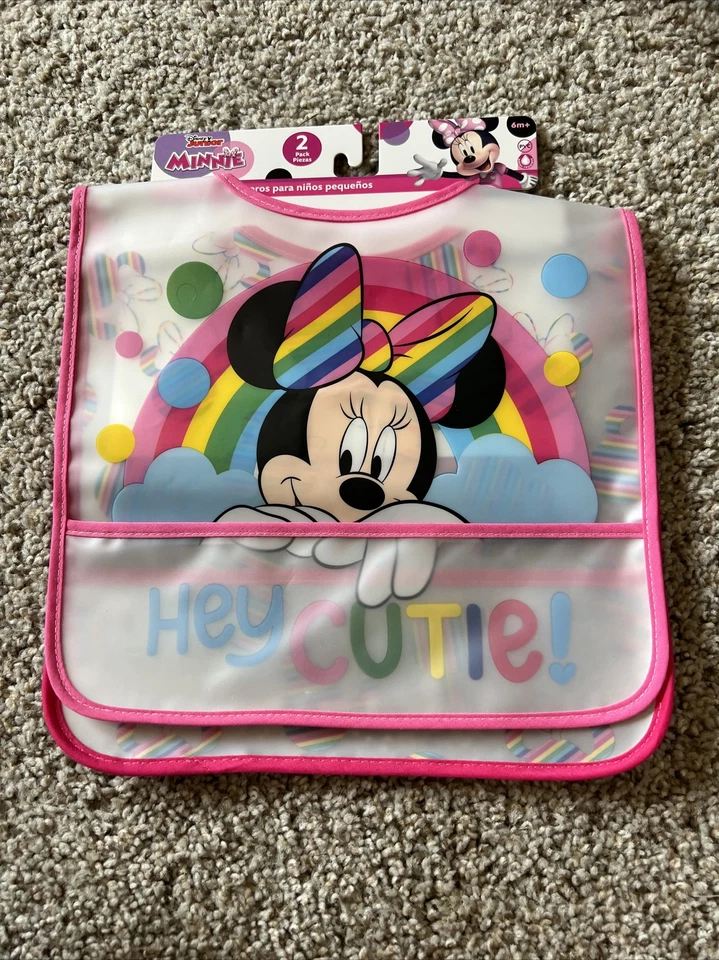 Paquete de 2 baberos de bolsillo Disney Junior Minnie Mouse para niños pequeños Hey Cutie Foto 1 de 1