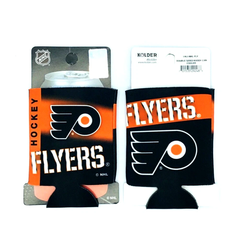 2 PACK PHILADELPHIA FLYERS NHL 2 SIDED CAN SLEEVES COOLERS KOOZIES FREE SHIP - Image 1 of 1