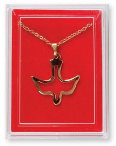 Dove of Peace - Necklace Pendant - Gold Tone - 18" Chain - Picture 1 of 4