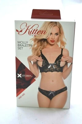 Allure Kitten Molly Bralette Set 12-0252K 2 Piece Lingerie Peekaboo Pant Sexy OS - Image 1 of 4