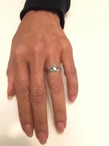 .925 Sterlingsilber Claddagh Ring mit keltischen Knoten an den Seiten J 61 - Bild 1 von 4