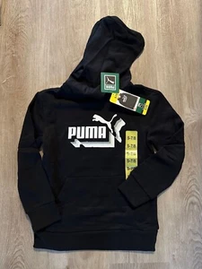 NEW PUMA Youth Boys French Terry Hoodie, Black, S 7/8 - Picture 1 of 1