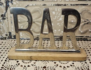 Wood & Metal Bartop Decor Sign - Picture 1 of 5