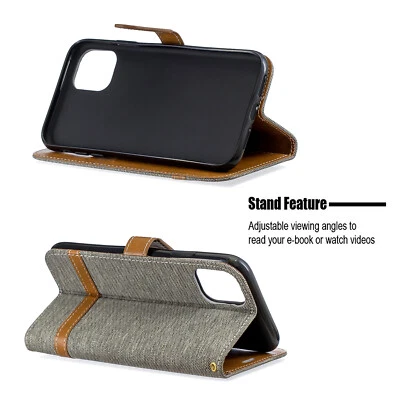 Denim Leather Flip Clip Case Book Cover For Xiaomi Redmi Note 13 9 8T 8 7 9A 8A - Image 1 of 4