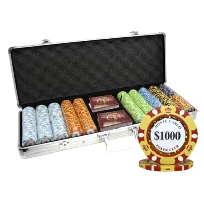 MRC POKER 500PCS 14G MONTE CARLO POKER CLUB POKER CHIPS SET WITH ALUM CASE - Image 1 of 4