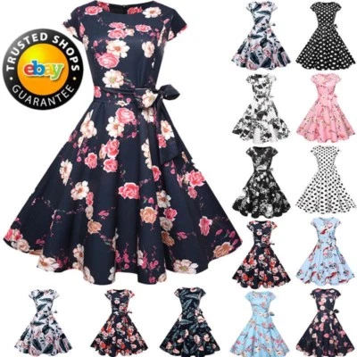 Vintage Dress 50s 60s Retro Style Rockabilly Pinup Housewife Party Swing Tea - Image 1 of 3