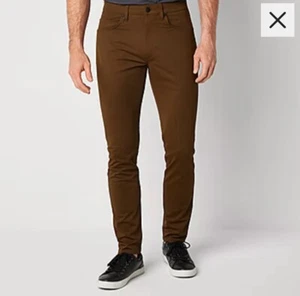 Pantalón STYLUS 5 Bolsillos Para Hombre Calce Ajustado Frente Plano W 34"x30" MILITAR OLIVA NUEVO CON ETIQUETAS $60 - Imagen 1 de 3