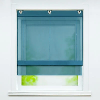 Transparent Raffrollo mit Ösen Raffgardinen Küchengardinen Voile Vorhang Modern - Bild 1 von 4