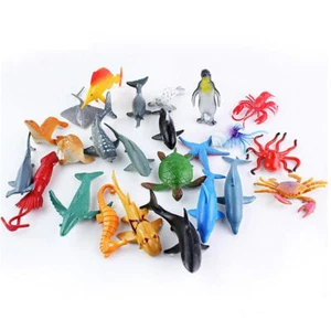 24pcs/set Plastic Ocean Animals Figure Sea Creatures Model Toys Dolphin Turtle - Picture 1 of 9