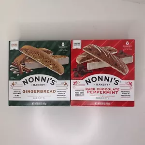 (4) Nonni's Biscotti Holiday Cookies Gingerbread & Dark Chocolate Peppermint - Picture 1 of 3