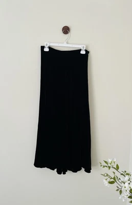 Falda midi forrada para mujer pequeña EILEEN FISHER negra de terciopelo rayón seda línea A completa para mujer Foto 1 de 4