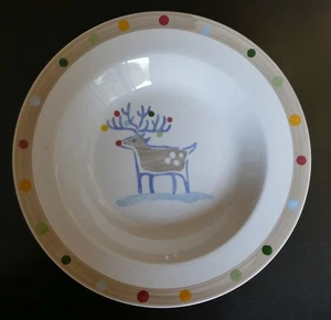 INICIO Juego de 5 cuencos con borde de sopa de punto de reno Navidad 8 3/4" HMQ35 - Imagen 1 de 3
