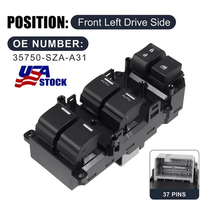 Interruptor de puerta de ventana eléctrica maestra de 3,5 L OEM 35750-SZA-A31 para Honda Pilot 2008-2015 Foto 1 de 4