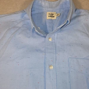 Flint and Tinder Shirt Mens Medium Short Sleeve Button Down Speckled Oxford - Picture 1 of 6