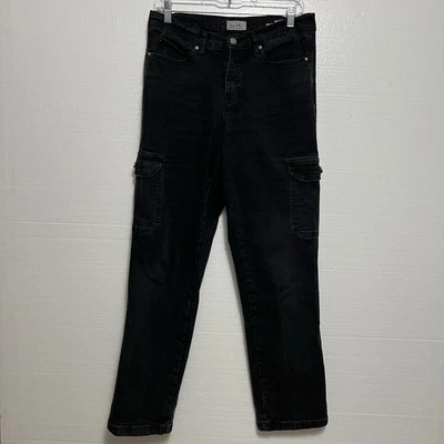 Nicole Miller Black Cargo Pants Size 6 Women’s Soho Relaxed Straight High Rise - Image 1 of 4