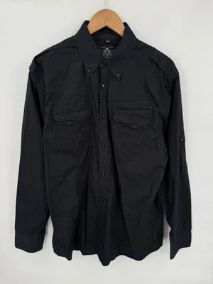 Roar Shirt Mens XL Black Embroidered Cross Grunge Y2K Signature Edition Western - Image 1 of 4