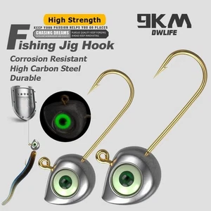 10pcs Jig Heads with 3D Liminous Eyes Weighted Trout Walleye Hooks For Soft Lure - Picture 1 of 12