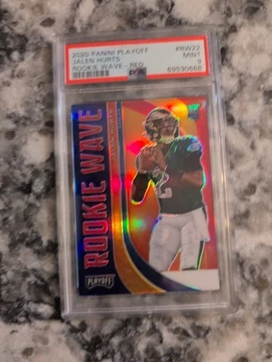 2020 Playoff Jalen Hurts Rookie Wave Red #RW-22 RC Silver Prizm Holo PSA 9 - Image 1 of 4