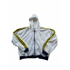 Vintage Adidas Zip Up Hoodie Women’s L White/Yellow/Blue - Picture 1 of 11