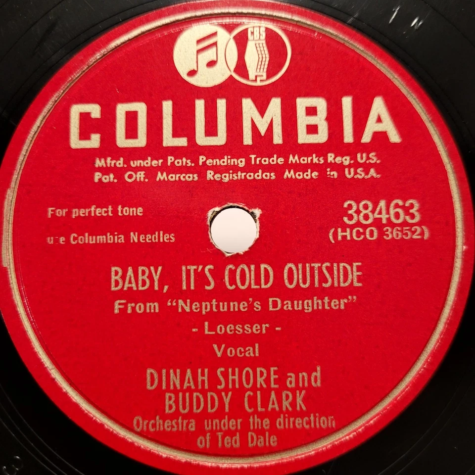 HEAR👂Dinah Shore & Buddy Clark Baby It's Cold Outside Christmas Columbia 78 RPM - Image 1 of 4