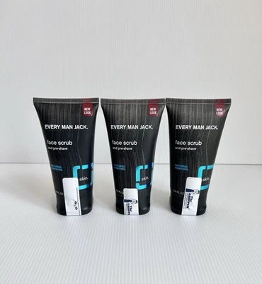 THREE Every Man Jack Face Scrub Pre-Shave Natural Menthol 5floz Tube New - Image 1 of 3