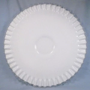 Fenton Silver Crest Cake Stand Low #5813 Elegant Glass Milk White Clear Vintage - Picture 1 of 6