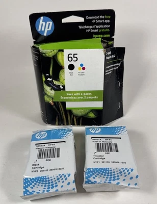 HP 65XL Black 65 Tri-Color Combo Ink Cartridge Exp (05/2027) - Image 1 of 4
