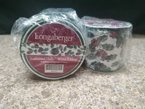 Menge 2 Longaberger 1998 Traditionelle Stechpalme Drahtband 5 Yards pro Rolle NEU - Bild 1 von 6
