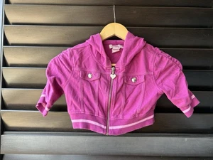 Candies Girls Pink Size 10/12 Cropped Hoodie Full Zip Short Sleeve 100% Cotton - Picture 1 of 6