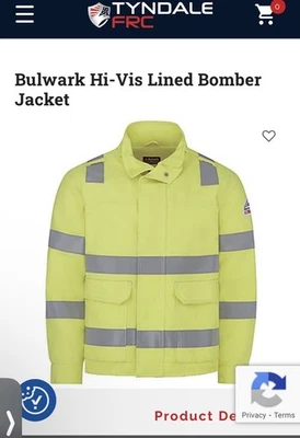 XL Bulwark High-vis FR Bomber Jacket, Lined, Silver Reflective - Image 1 of 4