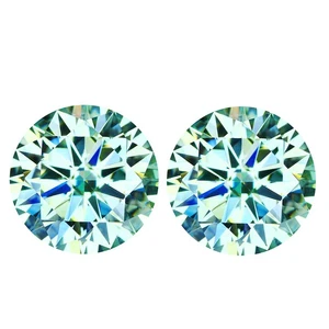 9.04 Ct IF  [2Pcs Pair]  Brilliant Round Cut 11.1 MM Bluish White Moissanite - Picture 1 of 5