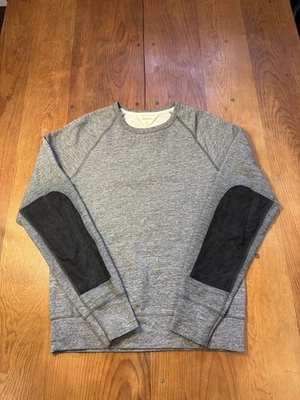 Rag & Bone Sweatshirt Mens Large Gray Goat Suede Leather Pads Crewneck Pullover - Image 1 of 4