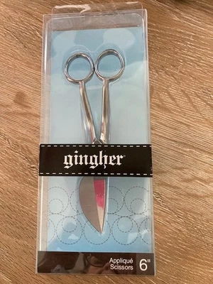 GINGHER 6" Applique Sewing Scissors G-6R, Made in Italy - New in Package - Image 1 of 2