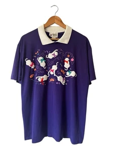 Vintage Collared Cat T Shirt Men’s Large Purple USA Single Stitch - Picture 1 of 4